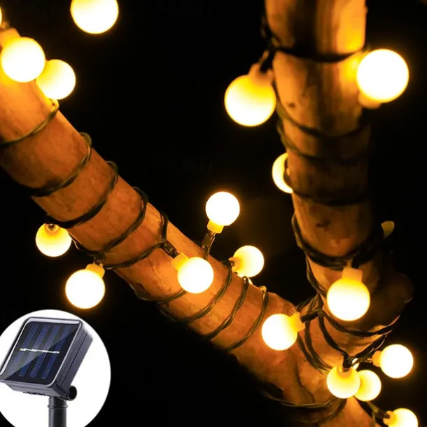 Mini Globe String Lights Solar LED Fairy String Lights Waterproof 12M 7M 6.5M 8 Modes Lighting Outdoor Garden Decoration Light Christmas Tree Hanging Lights Balcony Yard Wedding Party Holiday Decor