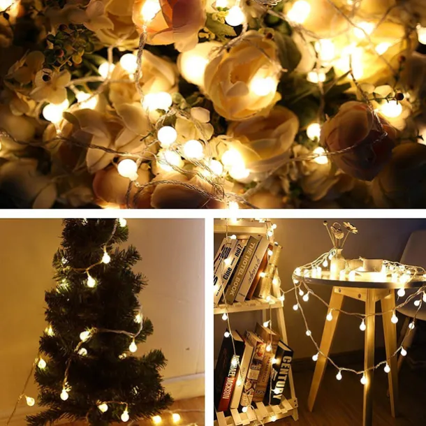 Mini Globe String Lights Solar LED Fairy String Lights Waterproof 12M 7M 6.5M 8 Modes Lighting Outdoor Garden Decoration Light Christmas Tree Hanging Lights Balcony Yard Wedding Party Holiday Decor