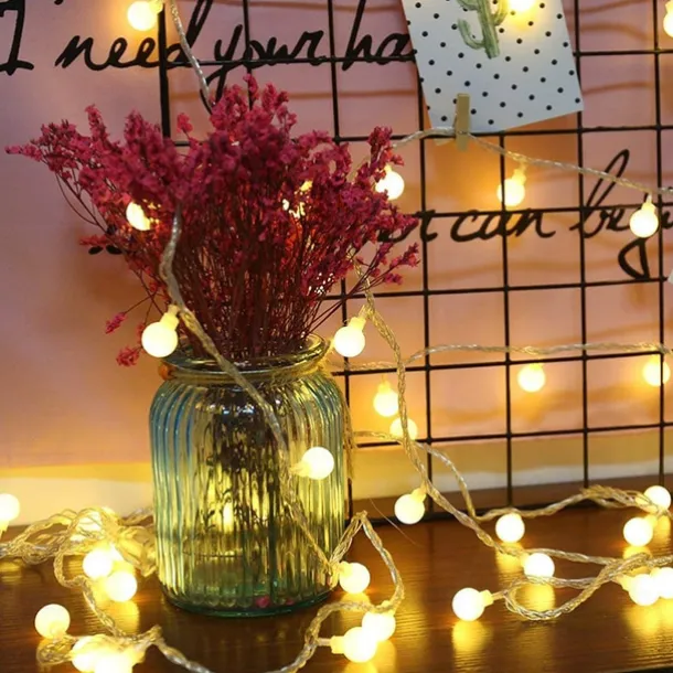 Mini Globe String Lights Solar LED Fairy String Lights Waterproof 12M 7M 6.5M 8 Modes Lighting Outdoor Garden Decoration Light Christmas Tree Hanging Lights Balcony Yard Wedding Party Holiday Decor