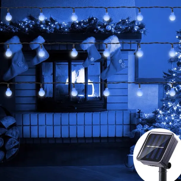 Mini Globe String Lights Solar LED Fairy String Lights Waterproof 12M 7M 6.5M 8 Modes Lighting Outdoor Garden Decoration Light Christmas Tree Hanging Lights Balcony Yard Wedding Party Holiday Decor