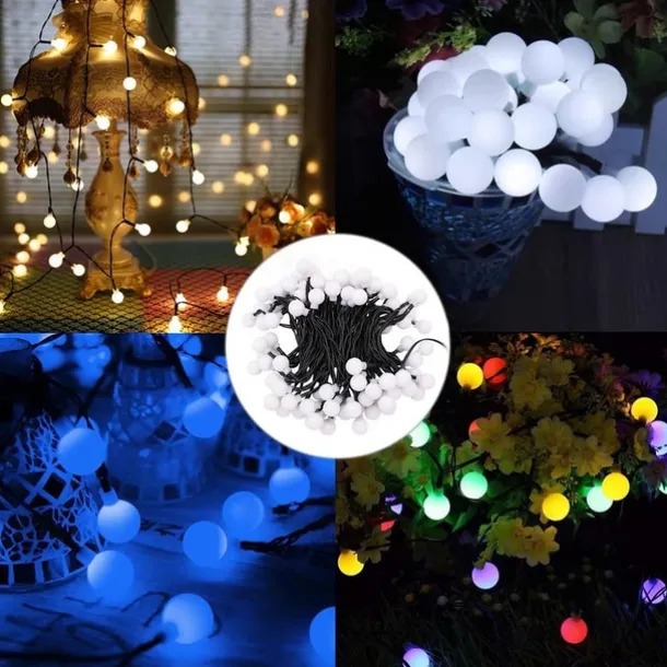 Mini Globe String Lights Solar LED Fairy String Lights Waterproof 12M 7M 6.5M 8 Modes Lighting Outdoor Garden Decoration Light Christmas Tree Hanging Lights Balcony Yard Wedding Party Holiday Decor