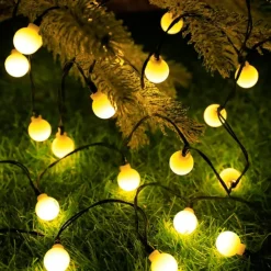 Mini Globe String Lights Solar LED Fairy String Lights Waterproof 12M 7M 6.5M 8 Modes Lighting Outdoor Garden Decoration Light Christmas Tree Hanging Lights Balcony Yard Wedding Party Holiday Decor