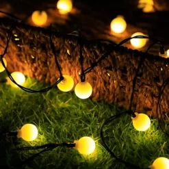 Mini Globe String Lights Solar LED Fairy String Lights Waterproof 12M 7M 6.5M 8 Modes Lighting Outdoor Garden Decoration Light Christmas Tree Hanging Lights Balcony Yard Wedding Party Holiday Decor