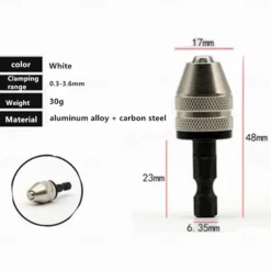 Mini Keyless Drill Chuck 0.3-8mm Self-Tighten Electric Drill Bits Collet Fixture Tools 1/4 Inch Hex Shank Quick Change Converter