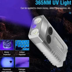 Mini LED Flashlight, Small Powerful EDC Flashlight with Red Uv Blue Light, Magnetic Mini Keychain Flashlight, Rechargeable Waterproof Flashlights for Camping