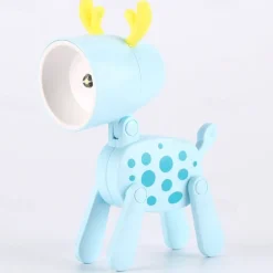 Mini Night Lights LED Cute Christmas Gift Creative Cartoon Dinosaurs Dog and Xmas Elk Foldable Small Table Lamp with Battery