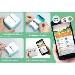 Mini Pocket Printer Bluetooth Photo Picture HD Label Student Thermal Paper Student Wrong Question Mini Portable Printer For Learning