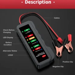 Mini Portable 12V Car Battery Tester Digital Alternator Tester 6 LED Lights Display Car Diagnostic Tool Auto Battery Tester