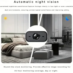 Mini Security Camera Real-Time Monitoring Infrared Night Vision Motion Detection Easy Install Indoor Nanny & Pet Camera