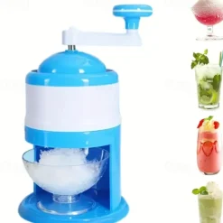 Mini Smoothie Maker Slushie Maker Snow Slusher Manual Ice Crusher With Stainless Steel Blades And Large Capacity Ice Cream Container For Home And Outdoor Portability.