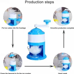 Mini Smoothie Maker Slushie Maker Snow Slusher Manual Ice Crusher With Stainless Steel Blades And Large Capacity Ice Cream Container For Home And Outdoor Portability.