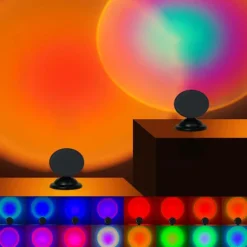 Mini Sunset LED Projector Light with Remote Control 16 Colors Sunset LED Light Arc Lamp USB Atmosphere Lighting Project for Indoor/Outdoor Decoration