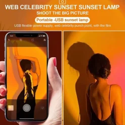 Mini Sunset LED Projector Light with Remote Control 16 Colors Sunset LED Light Arc Lamp USB Atmosphere Lighting Project for Indoor/Outdoor Decoration