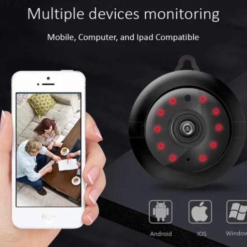 Mini Wireless Camera, HD Indoor Surveillance Monitor, Motion Detection, Night Vision, Wi-Fi Smart Camcorder, Video Recording & Remote Monitoring for Home Security