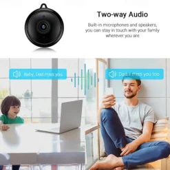 Mini Wireless Camera, HD Indoor Surveillance Monitor, Motion Detection, Night Vision, Wi-Fi Smart Camcorder, Video Recording & Remote Monitoring for Home Security