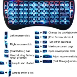 Mini Wireless Keyboard with Multi-touch Touchpad 7 Colors Backlight Wireless Touchable Remote Control for Smart TV Box Desktop Touchpad PC