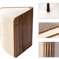 Mini Wooden Book Lamp - Folding LED Mood Light, USB Rechargeable Table Lamp for Home Decor