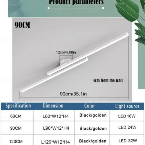 Minimalist Ceiling Light Long Strip Semi Flush Mount Ceiling Lamp, Modern Chandeliers Linear Close-to-Ceiling Lights for Living Room Bedroom Hallway Kitchen ONLY DIMMABLE with REMOTE CONTROL 110-240V