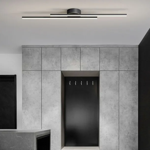 Minimalist Ceiling Light Long Strip Semi Flush Mount Ceiling Lamp, Modern Chandeliers Linear Close-to-Ceiling Lights for Living Room Bedroom Hallway Kitchen ONLY DIMMABLE with REMOTE CONTROL 110-240V