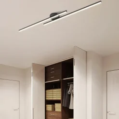 Minimalist Ceiling Light Long Strip Semi Flush Mount Ceiling Lamp, Modern Chandeliers Linear Close-to-Ceiling Lights for Living Room Bedroom Hallway Kitchen ONLY DIMMABLE with REMOTE CONTROL 110-240V