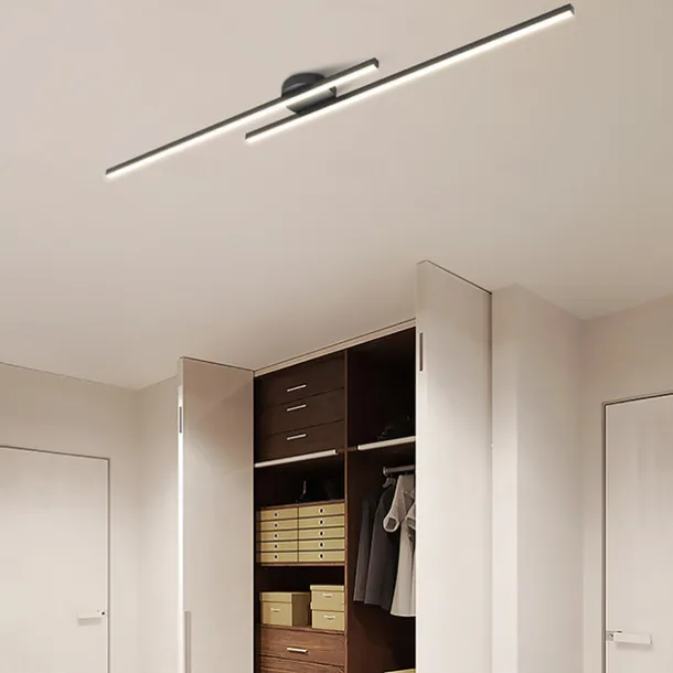 Minimalist Ceiling Light Long Strip Semi Flush Mount Ceiling Lamp, Modern Chandeliers Linear Close-to-Ceiling Lights for Living Room Bedroom Hallway Kitchen ONLY DIMMABLE with REMOTE CONTROL 110-240V