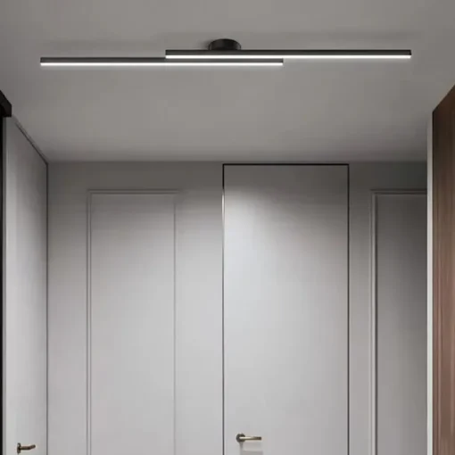 Minimalist Ceiling Light Long Strip Semi Flush Mount Ceiling Lamp, Modern Chandeliers Linear Close-to-Ceiling Lights for Living Room Bedroom Hallway Kitchen ONLY DIMMABLE with REMOTE CONTROL 110-240V