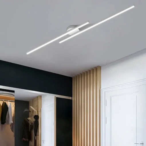 Minimalist Ceiling Light Long Strip Semi Flush Mount Ceiling Lamp, Modern Chandeliers Linear Close-to-Ceiling Lights for Living Room Bedroom Hallway Kitchen ONLY DIMMABLE with REMOTE CONTROL 110-240V