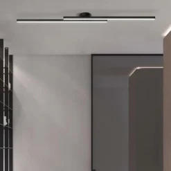 Minimalist Ceiling Light Long Strip Semi Flush Mount Ceiling Lamp, Modern Chandeliers Linear Close-to-Ceiling Lights for Living Room Bedroom Hallway Kitchen ONLY DIMMABLE with REMOTE CONTROL 110-240V