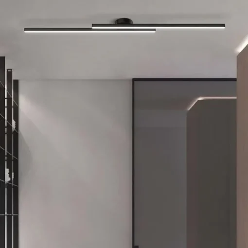Minimalist Ceiling Light Long Strip Semi Flush Mount Ceiling Lamp, Modern Chandeliers Linear Close-to-Ceiling Lights for Living Room Bedroom Hallway Kitchen ONLY DIMMABLE with REMOTE CONTROL 110-240V