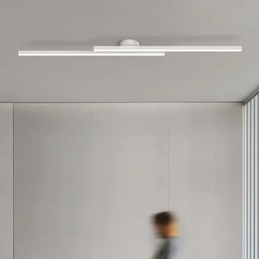 Minimalist Ceiling Light Long Strip Semi Flush Mount Ceiling Lamp, Modern Chandeliers Linear Close-to-Ceiling Lights for Living Room Bedroom Hallway Kitchen ONLY DIMMABLE with REMOTE CONTROL 110-240V