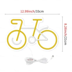 Minimalistic Bicycle Neon Sign, Bike Neon Sign Light 5V USB Powered for Home Décor, Living Room A Cyclist, Home Decoration, Side Table Statue Decor, Bicycle Art Wall Decor