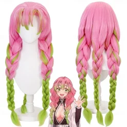 Mitsuri Kanroji Cosplay Demon Slayer Accessories Make Up Adult Kids Cosplay Wig (Kanroji Mitsuri) Yellow Halloween Wigs