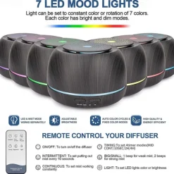 300ML Aroma Essential Oil Diffuser8 Hours Wood Grain Cool Mist Aromatherapy Diffuser with Remote ControlUSB-C Power CableTimer 7 Color Light Changing.Scent Air Humidifier for HomeBedroom