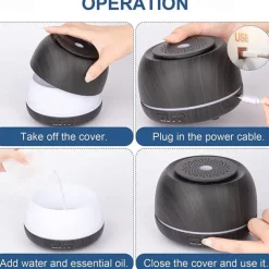 300ML Aroma Essential Oil Diffuser8 Hours Wood Grain Cool Mist Aromatherapy Diffuser with Remote ControlUSB-C Power CableTimer 7 Color Light Changing.Scent Air Humidifier for HomeBedroom