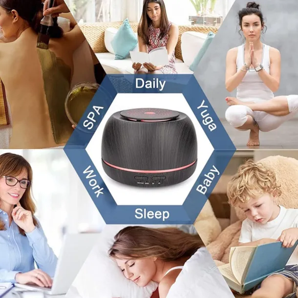 300ML Aroma Essential Oil Diffuser8 Hours Wood Grain Cool Mist Aromatherapy Diffuser with Remote ControlUSB-C Power CableTimer 7 Color Light Changing.Scent Air Humidifier for HomeBedroom