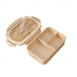 1000ML Lunch Box with Tableware for Office Workers, Square Divided Microwave Oven Bento Box, Leakproof Food Container, Back School Home Kitchen Supplies