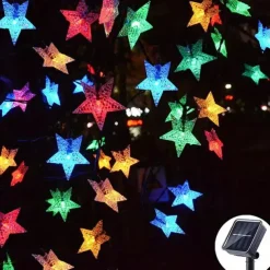 12M-100Leds/22M-200Leds Outdoor Solar Pentagram Christmas Decorative Light String Courtyard Balcony Fence Garden Festival Party Atmosphere Decorative Light String
