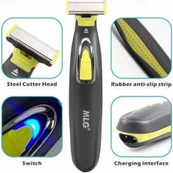 MLG Electric Shaver For Men and Women Portable Full Body Trimmer USB T Shaped Blade Razor For Beard Armpit For Washable