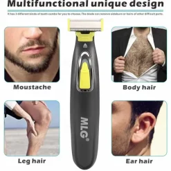 MLG Electric Shaver For Men and Women Portable Full Body Trimmer USB T Shaped Blade Razor For Beard Armpit For Washable