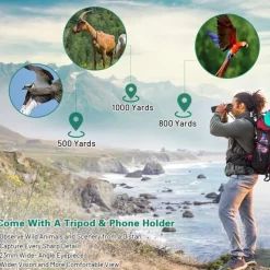 10-30040mm HD Monocular Telescope With Smartphone Adapter Clear BAK4 Prism FMC Lens Monocular For Star Watching Bird Watching Hunting Camping Football Game Watching Super Foot Bowl Accessories