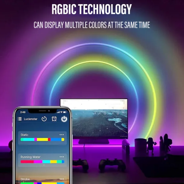 3M/5M RGBIC Strip Lights Neon Light with WIFI Neon Rope Light DIY Light Bar APP Control Music Sync TV Backlight Game Living Room Bedroom Decoration