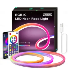 3M/5M RGBIC Strip Lights Neon Light with WIFI Neon Rope Light DIY Light Bar APP Control Music Sync TV Backlight Game Living Room Bedroom Decoration