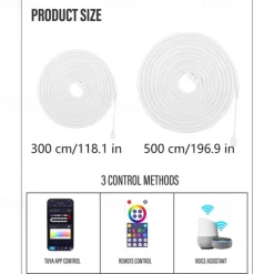 3M/5M RGBIC Strip Lights Neon Light with WIFI Neon Rope Light DIY Light Bar APP Control Music Sync TV Backlight Game Living Room Bedroom Decoration