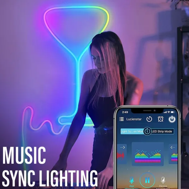 3M/5M RGBIC Strip Lights Neon Light with WIFI Neon Rope Light DIY Light Bar APP Control Music Sync TV Backlight Game Living Room Bedroom Decoration