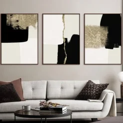 Modern Abstract Beige Black Gold Minimalist Posters Wall Art Canvas Paintings Print Picture Living Room Interior Home Decoration