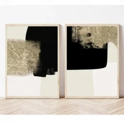 Modern Abstract Beige Black Gold Minimalist Posters Wall Art Canvas Paintings Print Picture Living Room Interior Home Decoration