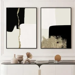 Modern Abstract Beige Black Gold Minimalist Posters Wall Art Canvas Paintings Print Picture Living Room Interior Home Decoration
