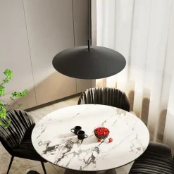 Modern Black Pendant Light LED Light Hanging Lamp Fixtures Dome Metal Lampshade Warm White Light Color 48cm 110-240V