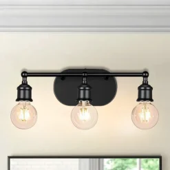 Modern Black Vanity Lighting Set 3-Light Bathroom Wall Sconces for Mirror Kitchen Bedroom & Living Room Wall Light Fixture