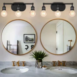 Modern Black Vanity Lighting Set 3-Light Bathroom Wall Sconces for Mirror Kitchen Bedroom & Living Room Wall Light Fixture